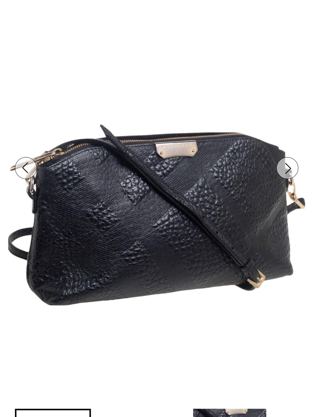 Burberry Black Embossed Check Leather Chichester Crossbody with Gold Hardware
